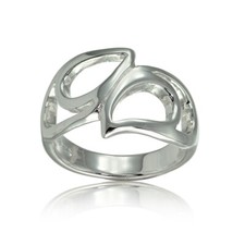 Sterling Silver Double Teardrop Cutout Ring, Size 7