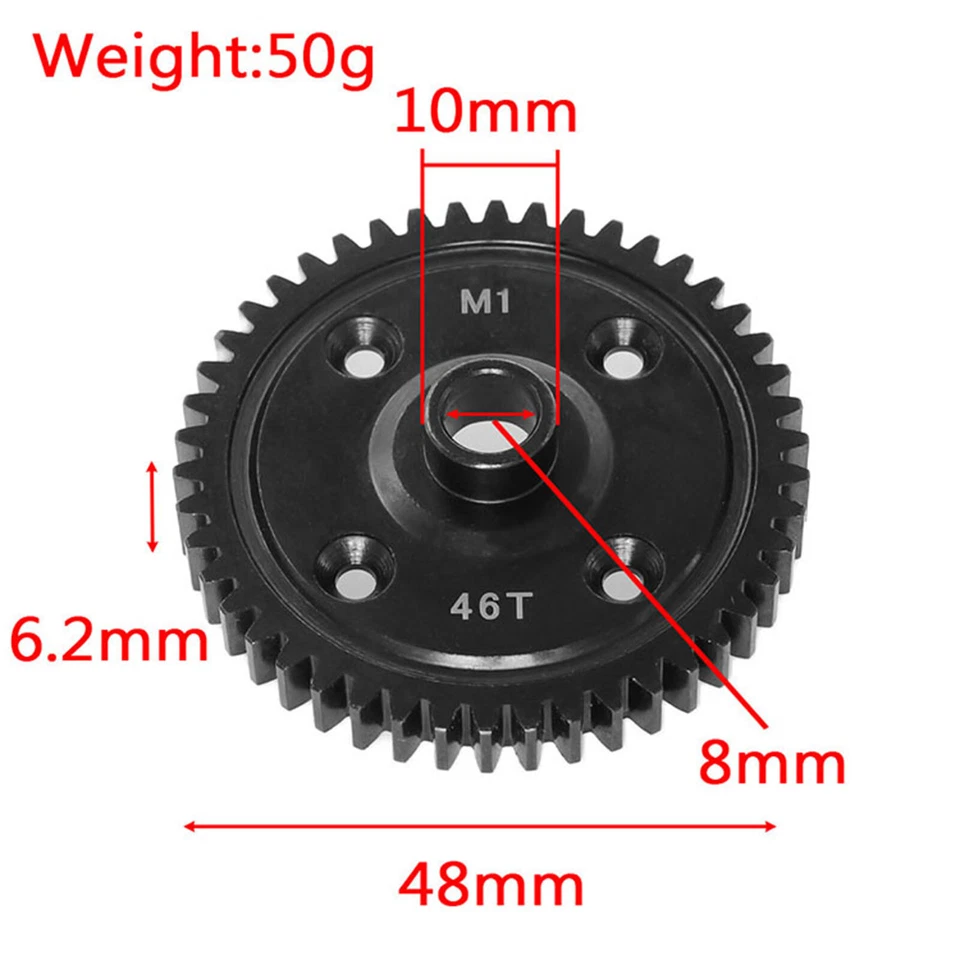 Pour TRAXXAS 1/8 4WD SLEDGE MONSTER TRUCK 46T 52T 1.0 module engrenage en acier - Photo 2/4