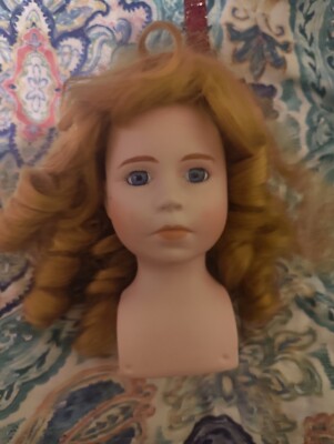 Vintage Doll Head | Blue Eyes, Ginger Red Hair
