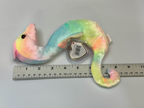 Neon The Seahorse Stuffed Plush Toy Birth April 1 1999 Ty Beanie Baby Retired - Picture 10 of 13