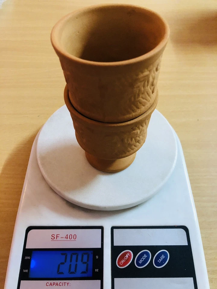 Tazas/vasos de té de arcilla indios hechos a mano Kulhad Kulhar paquete de 2 buenos para la salud Foto 4 de 4