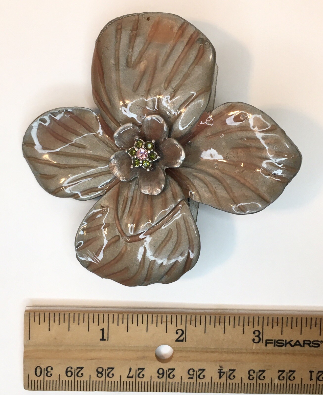Large Ceramic Flower Statement Brooch Pin Earthto… - image 2