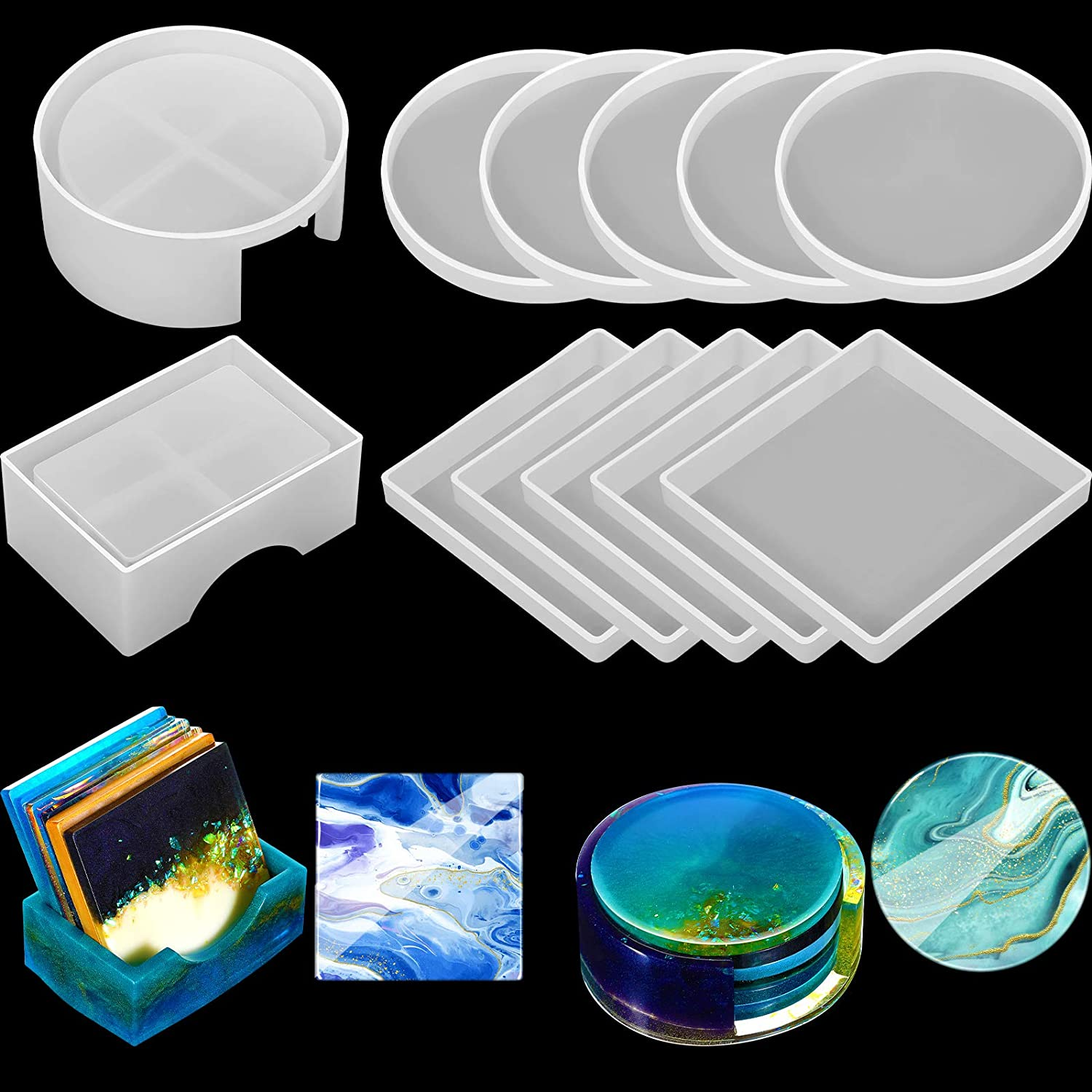 Patelai 12-Piece Silicone Resin Mold Kit for Summer Coasters