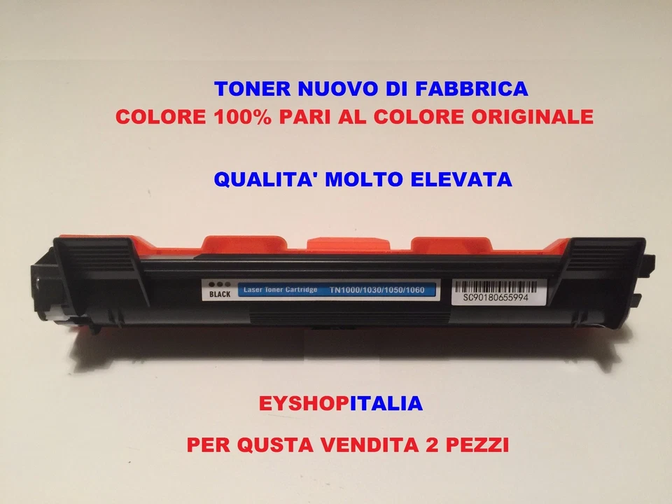2 TONERS POUR IMPRIMANTE BROTHER DCP1510 COMPATIBLES TN1050 COULEUR NOIRE - Photo 1/1