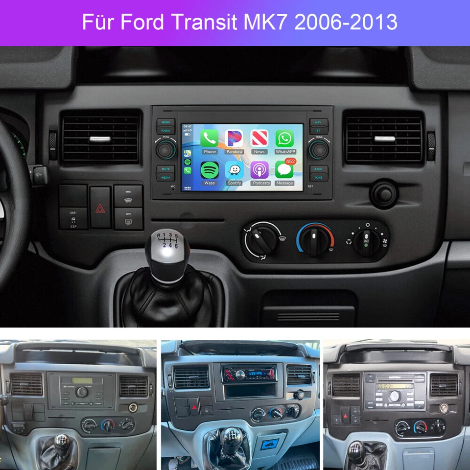 2+64GB Für Ford Transit 2006-2014 Android 15 Autoradio GPS Navi Carplay +Kamera - Bild 4 von 4