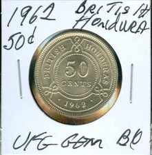 1962 BRITISH HONDURAS 50 CENTS  LOW MINTAGE ULTRA FINEST GRADE GEM BU *