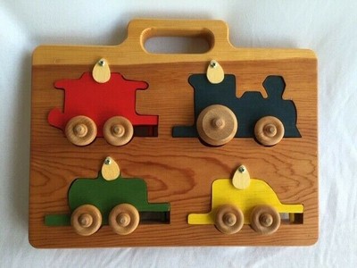 handmade wooden trains