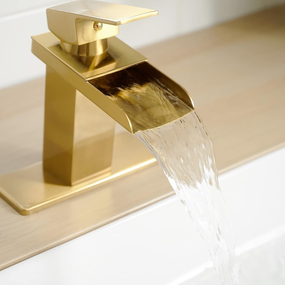 Brushed Gold Bathroom Faucets Modern Single Hole Bathroom Faucet