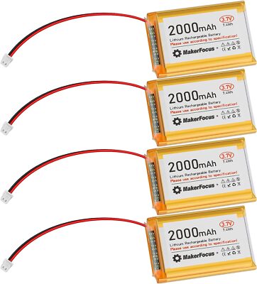 4 Stück 3,7V 2000mAh Lipo-Batterie 1S 3C mit Micro JST 1,25 Stecker für ESP32
