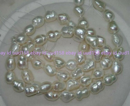 Natural White 8-9mm Luster Baroque Freshwater Pearls Loose Beads 13"