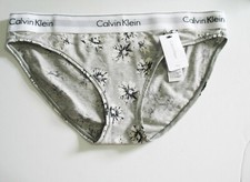 Calvin Klein Modern Cotton Bikini Panty Gray Floral F3787 Sz XS - NWT