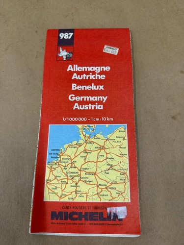 Michelin 987 Road Map Germany Austria Benelux 1990 Travel Map