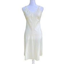 Vintage Scalloped Full Slip Cream Midi Dress Medium Bridal Lingerie Coquette Mod