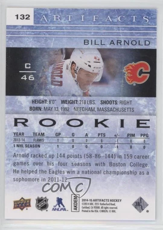 2014-15 Upper Deck Artifacts Rookies Sapphire /85 Bill Arnold #132 Rookie RC - Image 2 of 2