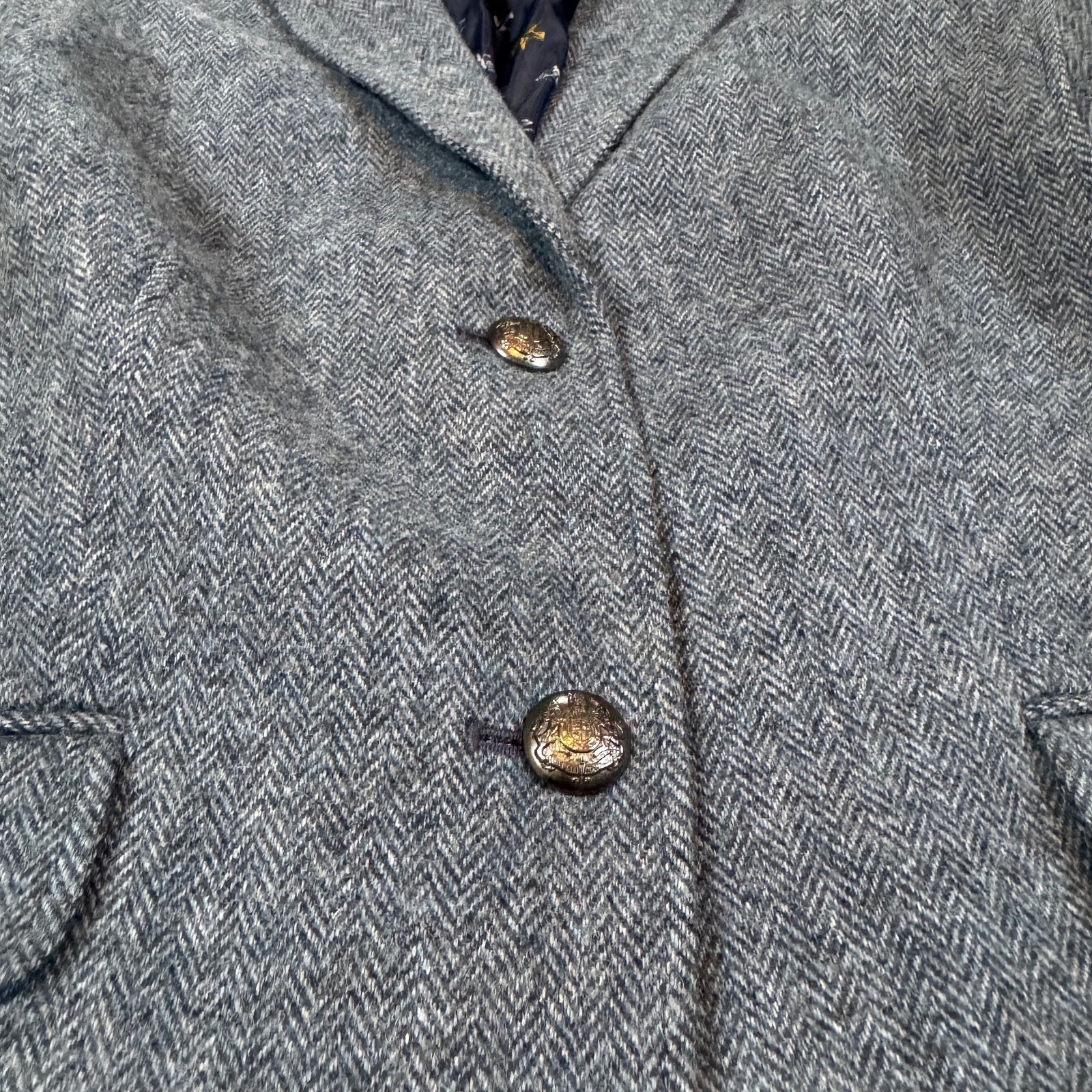 Talbots Gray Herringbone Blazer Structured Wool B… - image 2