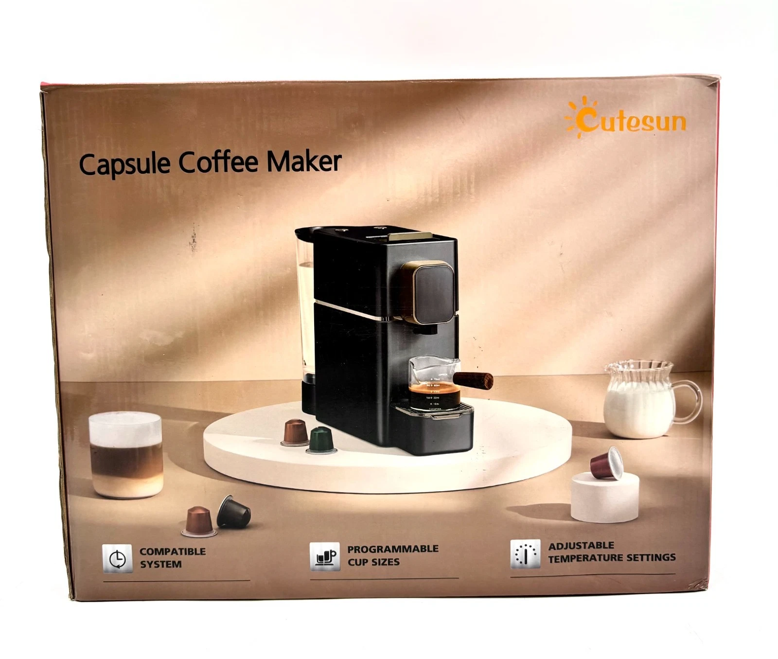 Mini Capsule Coffee Maker Cutesun - 19-Bar Pump & Programmable Espresso & Lungo
Opens in a new windo