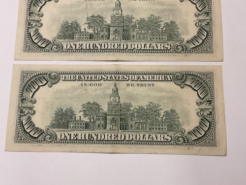 (2) 1990 $100 Dollar Bill Bills Sequence Sequential Serial Numbers Consecutive!! - Picture 8 of 10
