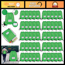 50 Pcs Drawstring Bags - Bulk Cinch Sackpacks for Travel, Gym  Sports - Green
