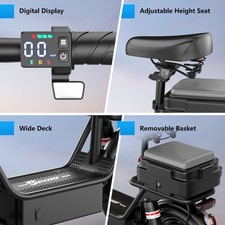 Electric Scooter with Seat 1500W 25MPH 45 Miles Range14" Tire with Box US 4