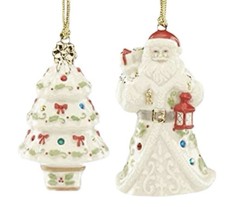 Lenox Christmas Gemmed Tree  Santa Ornaments 2 3/4  Hand-painted
