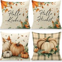Kissenbezug 45X45 Cm 4Er Set Hallo KüRbis Herbst Dekoration FüR Sofa Garten