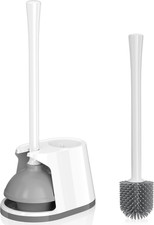 Toilet Plunger and Brush Set, Silicone Bowl Brush and Heavy Duty Toilet Plunger