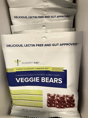 Gundry MD Veggie Bears Gummy Candy Caribbean Punch 12 Pack