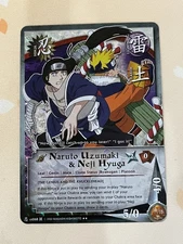 Naruto CCG, Naruto Uzumaki & Neji Hyuga, us068, Checkered Foil, LP, 1st Edition