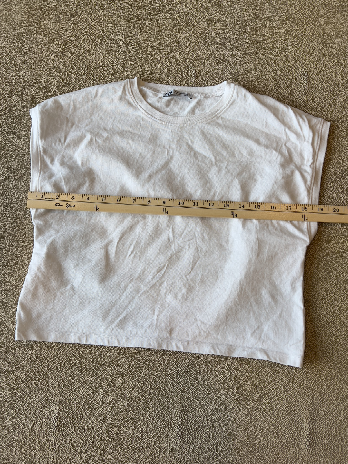 ZARA WHITE CAP SLEEVE ELEVATED BASIC T SHIRT SZ M - image 3