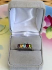 Vintage 80s 925 silver 5 Multi Oval Gem Stone Ring Size 9 3/4