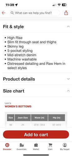 Levi's 721 High Rise Soft Black Skinny Jeans, 16 Medium /W33 L30, New w/ Tags - Picture 7 of 7