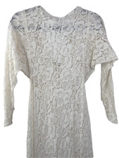 Handmade Vintage Floral Lace Custom Column Ivory Wedding Dress Dramatic Train