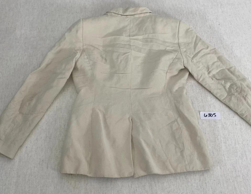 Calvin Klein Career Blazer Womens 32 Beige Single Button Notch Long Sleeve - Image 2 of 4