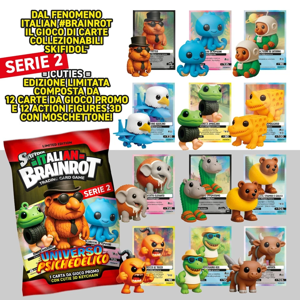 SKIFIDOL ITALIAN BRAINROT 3D CUTIES SERIE 2 + CARD-SCEGLI I PERSONAGGI CHE VUOI