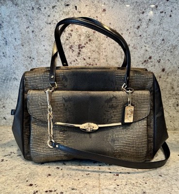 Coach Madison Large East West Satchel Bronze Metallic Animal Print