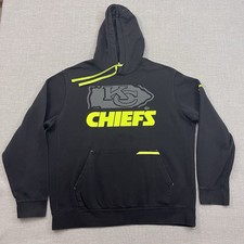 Kansas City Chiefs Sweatshirt Mens Large Black Neon Hoodie Nike Pullover NFL