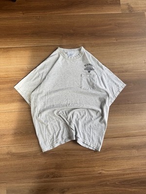 Vintage Port & Company Diamond Construction Pocket T-Shirt Gray Workwear Tee Adu