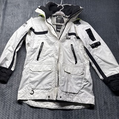 Helly Hansen Offshore Jacket L Helly Tech Protection Sailing Hooded White Black