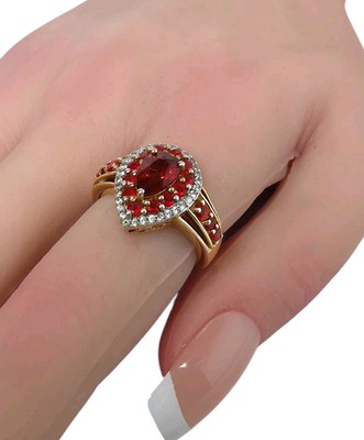 D'Joy 925 Brazilian Cherry Citrine and Multi Gemstone Cocktail Ring in...