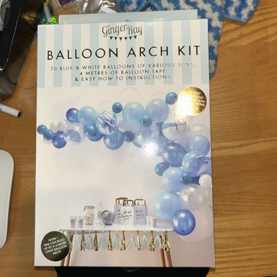 GINGER RAY SILVER AND WHITE BALLOON ARCH KIT.  70 BALLOONS - NEW