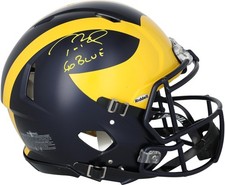Tom Brady Michigan Wolverines Signed Riddell Authentic Helmet with Go Blue Insc