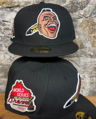 #ad Milwaukee Braves Indian New Era Fitted 59Fifty 1957 World Series Custom RARE NEW $85.00