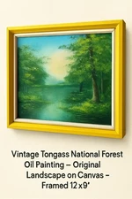 Vintage Tongass National Forest Oil Painting – Original Landscape on Canvas 12/9