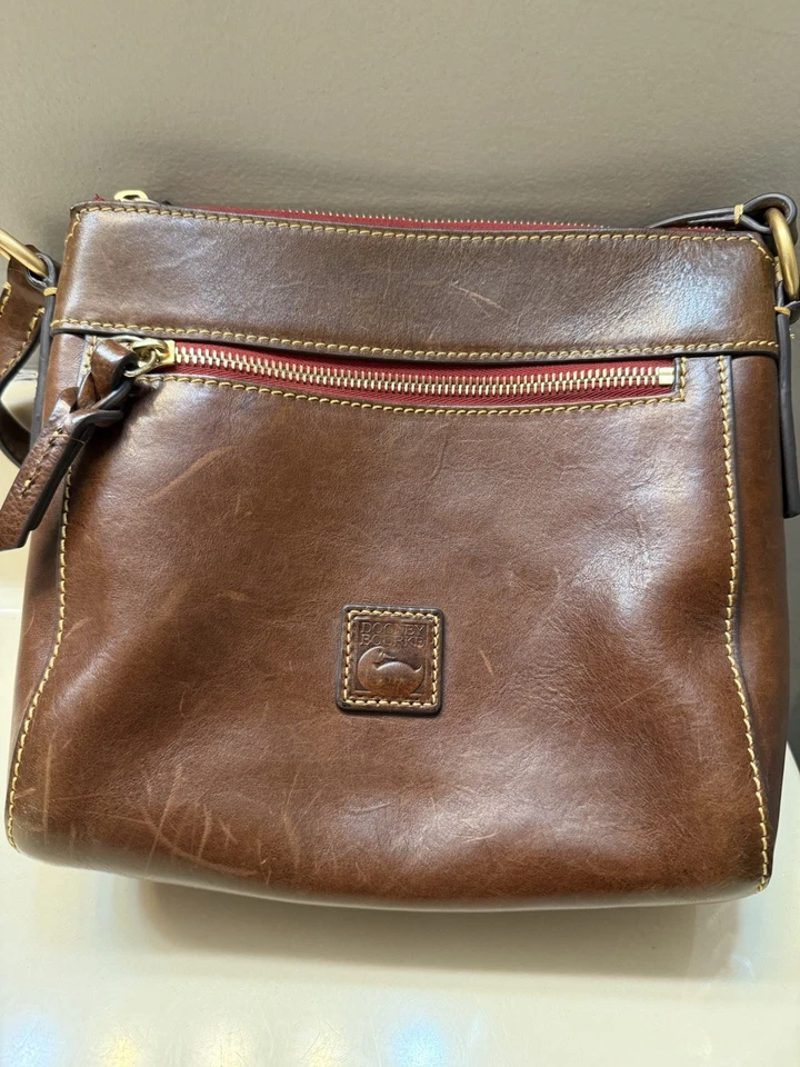 Dooney& Bourke Allison Brown Leather Florentine Vacchetta Crossbody Purse w/Cert - Image 4 of 4