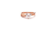 Rose Gold Plated Sterling Silver 925 Cubic Zirconia Heart Ring Size 7