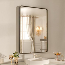 20x30 Inch Bronze Vanity Mirror, Rounded Rectangle with Anti-Rust Frame