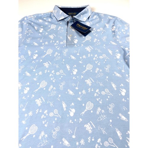 Polo Golf Ralph Lauren Hemd Blau Large mit Fahrradschlägern Palmen Preppy - Bild 4 von 12