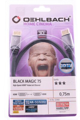 Oehlbach Black Magic 75 High Speed HDMI Kabel 0,75m UHD 3D 4K OFC schwarz 270