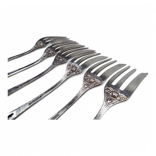 6x Antiko Kuchengabel Hildesheimer Rose 100er Silber Rosen Dekor Besteck gut - Bild 8 von 10