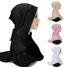Women Soft Modal Hijab Muslim Laced Up Scarf Islamic Khimar Wrap Hair Shawls